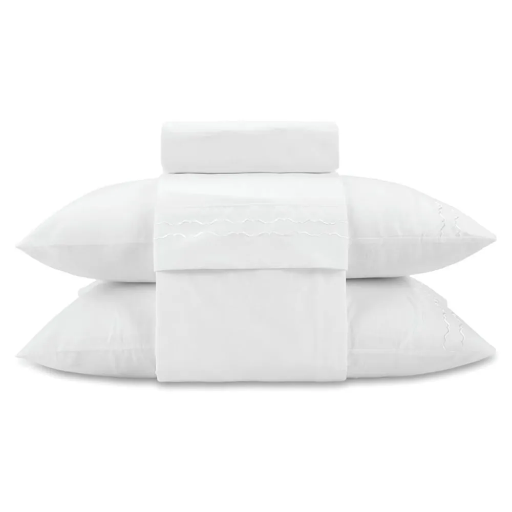 Jogo de Cama Imperial Casal com Bordado Havan Casa 4 pçs - Branco