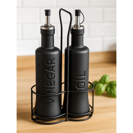 Kit Galheteiro Porta Azeite Vinagre Com Suporte