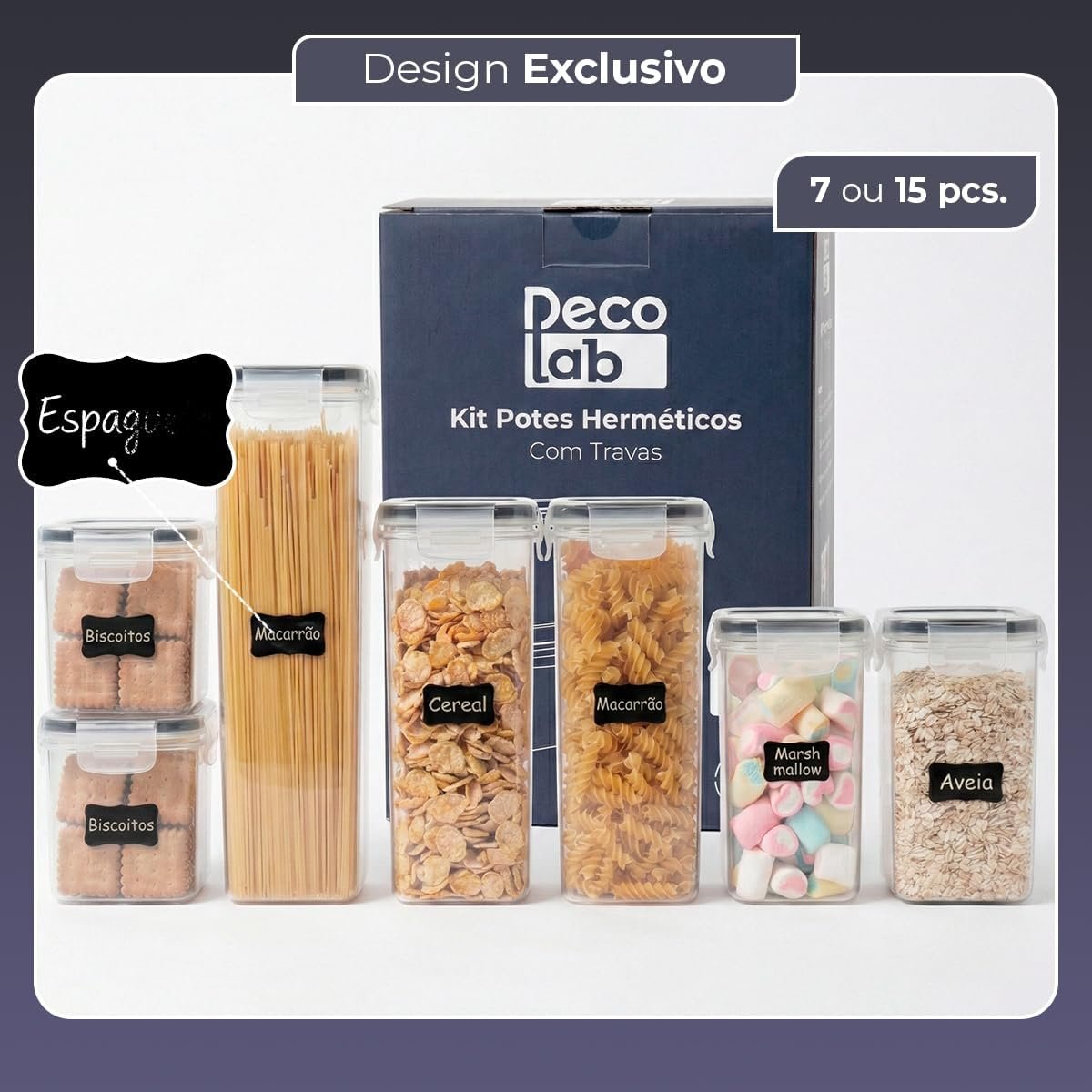 Decolab Kit Potes Herméticos Plástico com Vedação