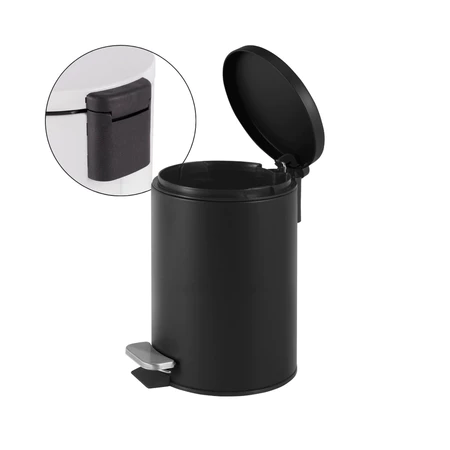 Lixeira Inox 5 Litros Redonda Preta com Pedal
