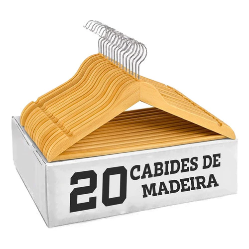 Kit 20 Cabides De Madeira